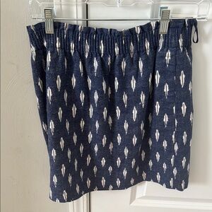 J. Crew Blue Smocked Pencil Mini Skirt